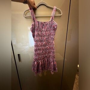 English Factory Floral Smocked Velvet Mini Dress